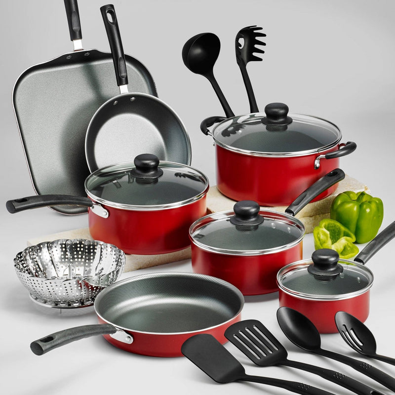 18 Piece Non-stick Cookware Set, Tramontina Primaware, Red - Fry's Superstore