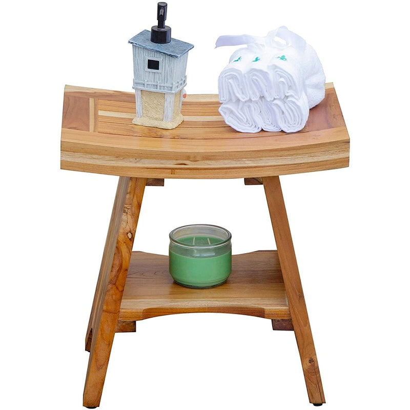 18" Serenity Natural Wood Shower Stool, Side Table - Fry's Superstore
