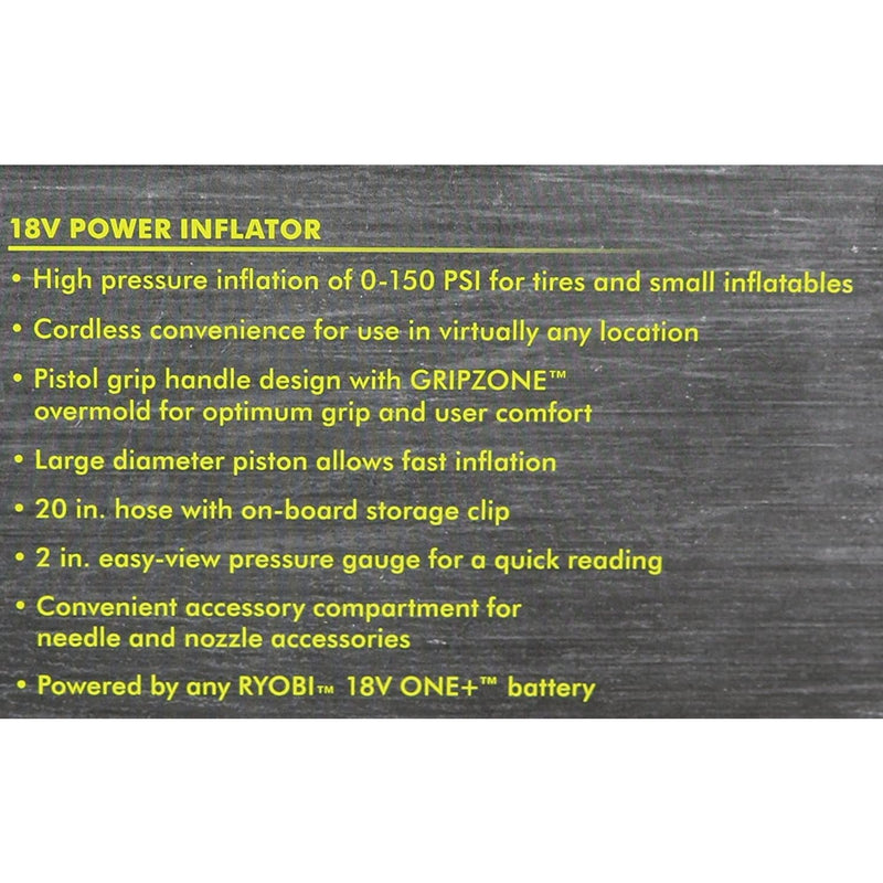 18-Volt ONE+ Portable Cordless Power Inflator for Tires, RYOBI P737 - Fry's Superstore