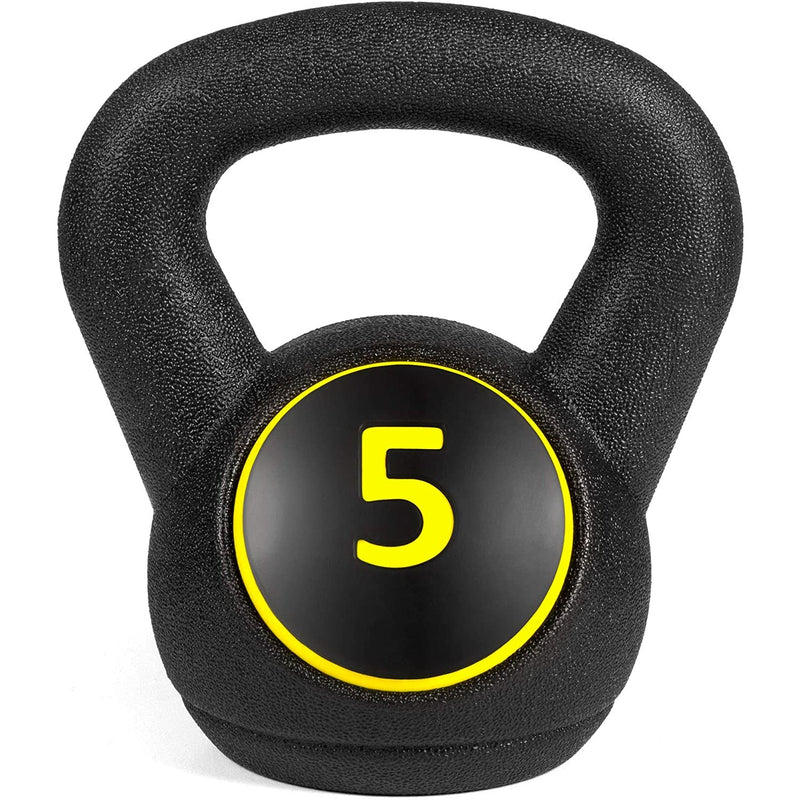 3-Piece Kettlebell Set with Storage Rack Concrete Weights for Home Gym Strength Training - Fry's Superstore