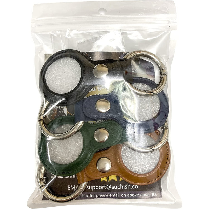 4-Pack Apple AIRTAG Leather Keychain with 2 Extra KEYRINGS and AIRTAG Protector - Fry's Superstore