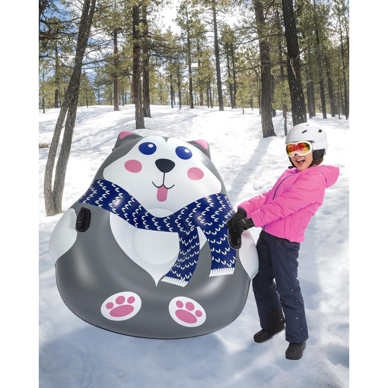 50" x 48" Hunter the Husky 1 Person Inflatable Winter Snow Tube Sled - Fry's Superstore