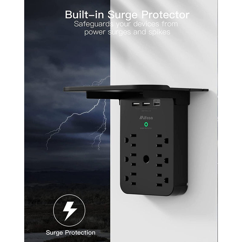 9-in-1 Wall Outlet Extender - Surge Protector 6 AC Outlets Multi Plug Outlet with Shelf - Fry's Superstore