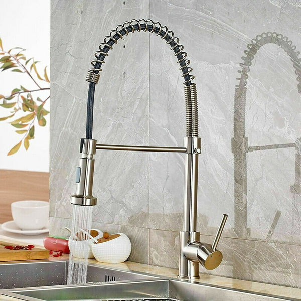 Brushed Nickel Kitchen Faucet Sink Single Lever with Pull Down Sprayer - Fry's Superstore
