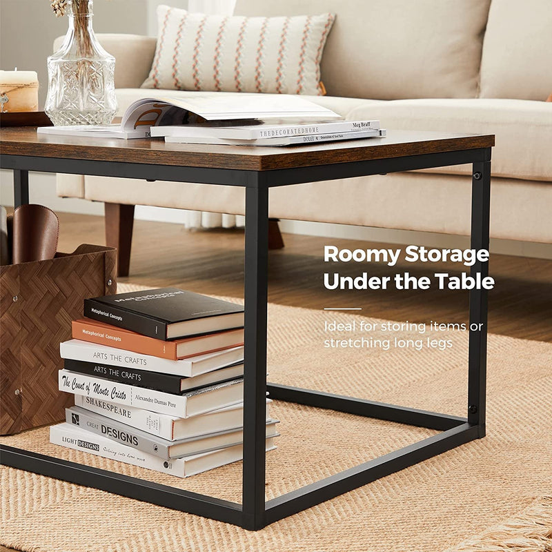 Coffee Table Open Rectangle Living Room Table, Steel Frame, and Wood Panel - Fry's Superstore