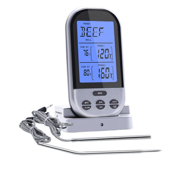 Digital Meat Thermometer with Waterproof Dual Probe Wireless Remote Thermometer - Fry's Superstore