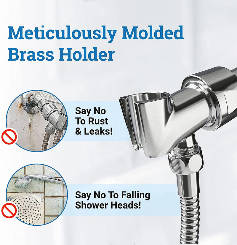 High Pressure All Metal Handheld Shower Head with Hose and Brass Holder - Polished Chrome - Fry's Superstore