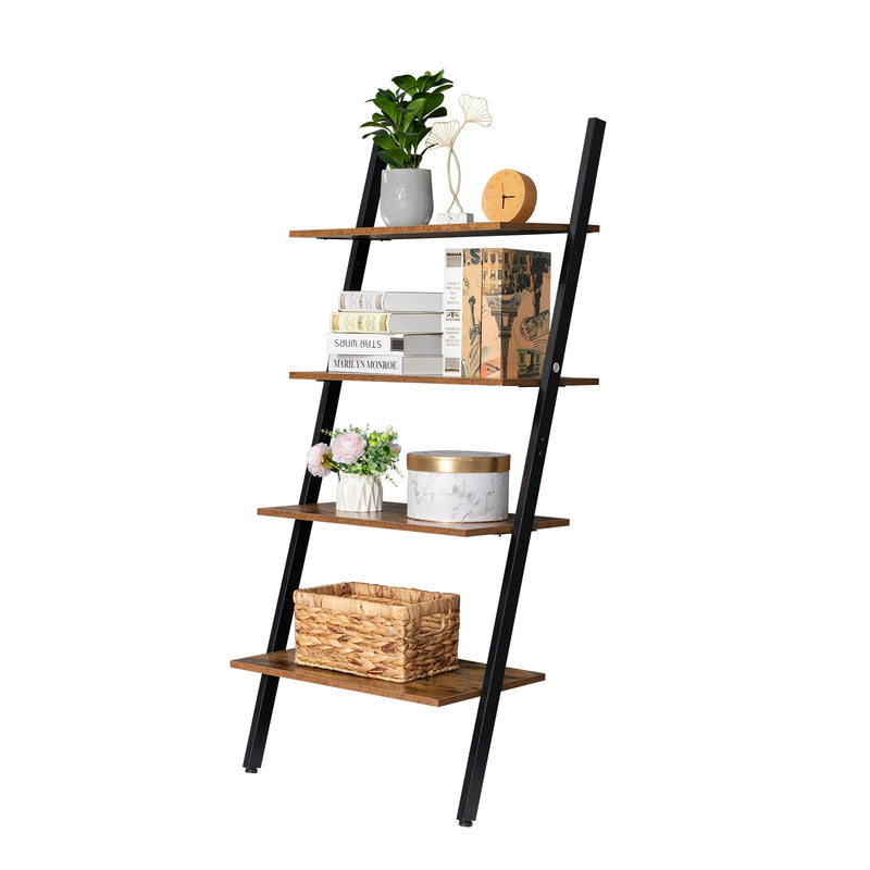 Industrial Ladder Shelf, 4-Tier Bookshelf, Storage Rack Shelves - Fry's Superstore