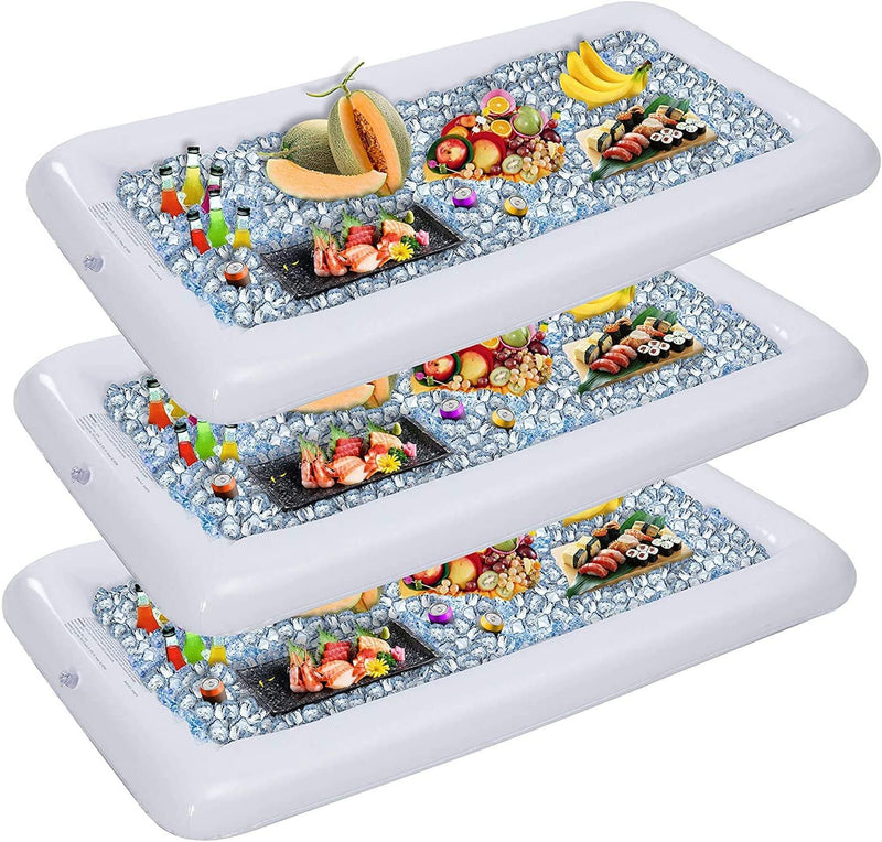 Inflatable Ice Cooler Buffet Salad Serving Trays with Drain Plug (3 Sets) - Fry's Superstore
