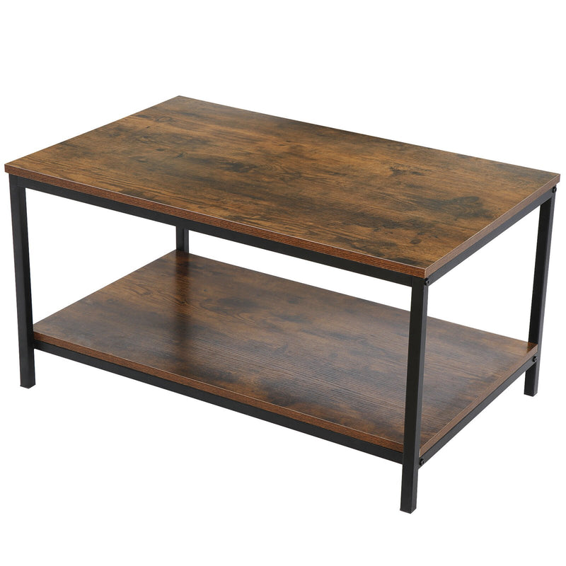 Rustic Wood Coffee Table Rectangular Coffee Table with Storage Shelf Durable 31" - Fry's Superstore