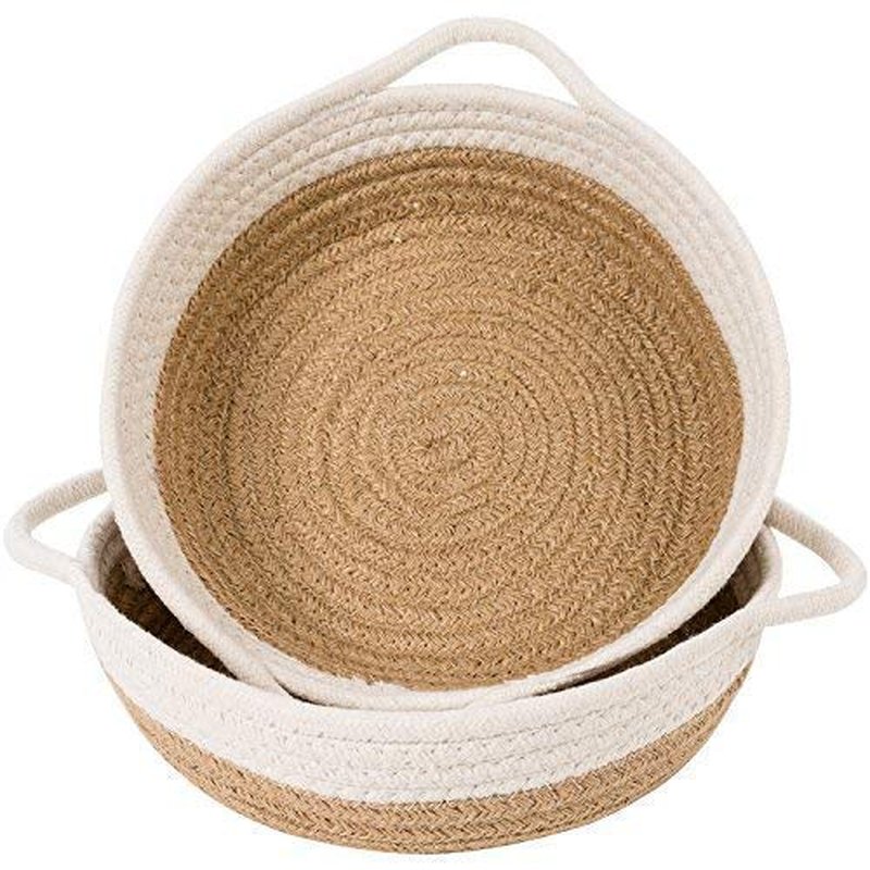 Small Black Cotton Rope Woven Home Storage Baskets - Set of 2 - Fry's Superstore